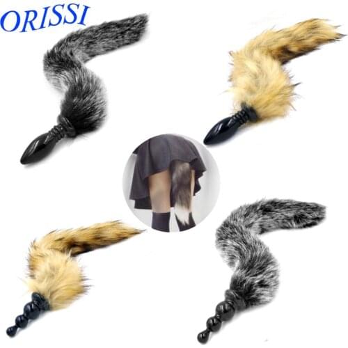 ORISSI Animal Cat Fox Tail Plug Fetish Soft Anal Plug Anus Butt Plug Massager Sex Toys For Couples Adult Games