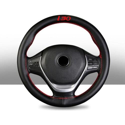 15 Inch Genuine Leather Braided Steering Wheel Cover for Hyundai I30 Car Interior Accessories