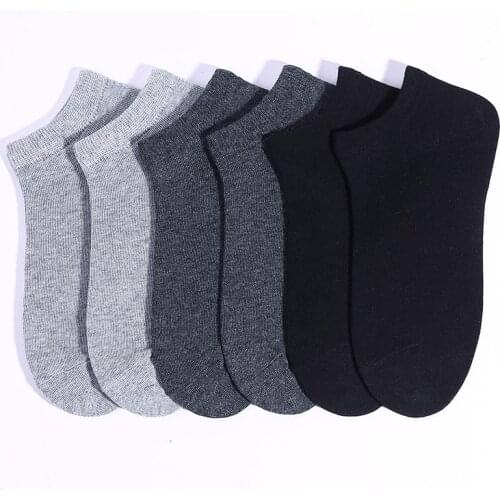 6 pairs/lot Men Ankle Socks Cotton Summer Mens Business Casual Solid Colors Short Socks Black White Gray Male Sock slippers