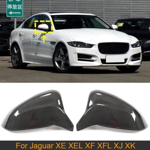 Carbon Fiber Side Mirror Covers Caps For Jaguar XE XEL 15-18 XF XFL 11-18 XJ 10-16 XK 09-13 Car Rearview Mirror Covers Cap Shell