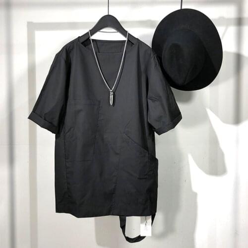 Owen seak Men T Shirt Mens Clothing Hip Hop Tops Tees High Street Summer Japanese Male Solid OverSized Black T Shirt