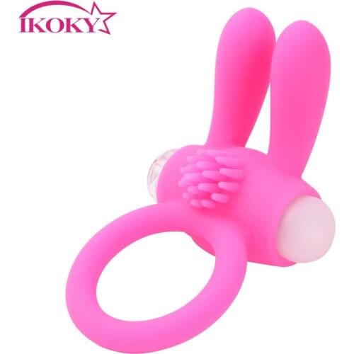 IKOKY Silicone Sex Toys For Penis Adults Product Member Rabbit Vibrating Cock Ring Shocking Cockring Vibrator Delay Ejaculation
