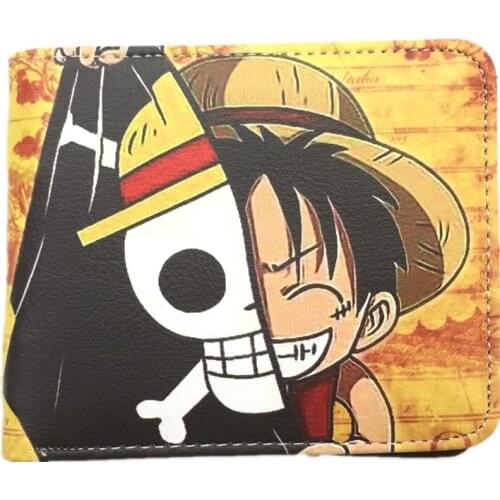 PU Japanese Anime Wallet One Piece Luffy Law Ace Short Purse For Young With Card Holder Coin Pocket