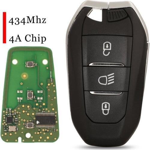 Jingyuqin 5pcs 3 Buttons Smart Remote Car Key Fob 434Mhz 4A Chip For Peugeot 3008 5008