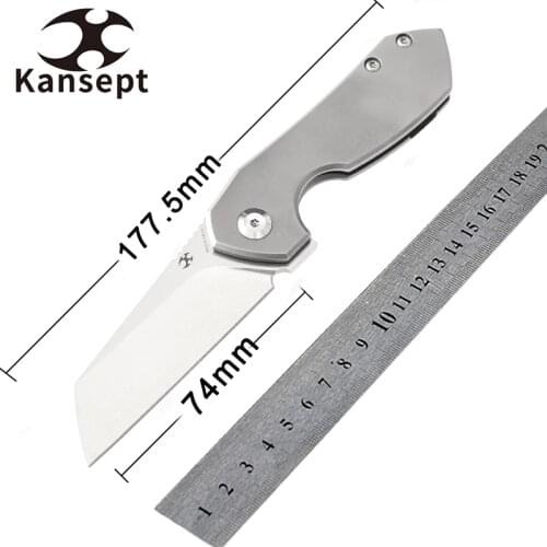 Kansept Pocket Knives Steller K2021A1 2.92'' CPM-S35VN Titanium Handle EDC Pocket Folding Knife Hunting Tactical Knives