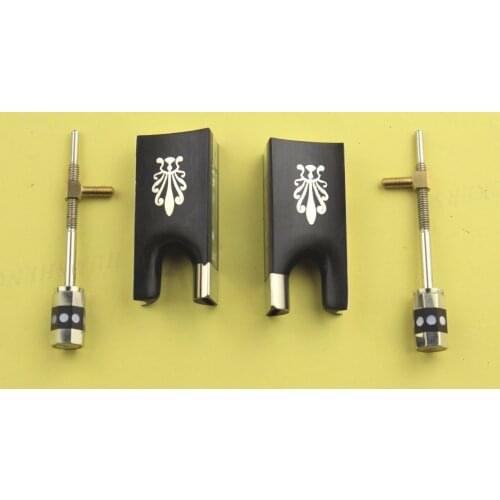 2set top 4/4 ebony violin bow frog accessories nickel silver with peacock flower