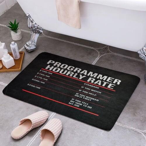 Programmer Hourly Rate 3D Print Doormats Rectangle Non-Slip DoorMat Bedroom Kitchen Entrance Print Door rugs Dropshipping