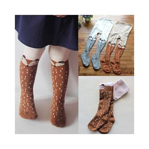 Cute Baby Tights Baby Stockings Kids Girls Cotton Cartoon Fox Stockings Pants Girl Fall Winter Hosiery Pantyhose 1-5Years