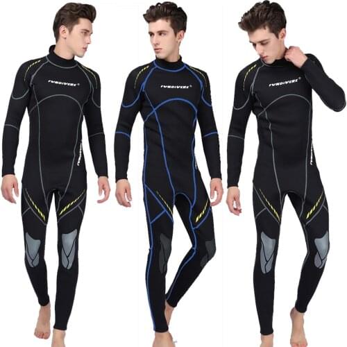 Mens Wetsuits 3mm Neoprene Thermal Full Body Diving Wetsuit Long Sleeves Back Zipper Jumpsuit Swimsuit for Surfing Snorkeling