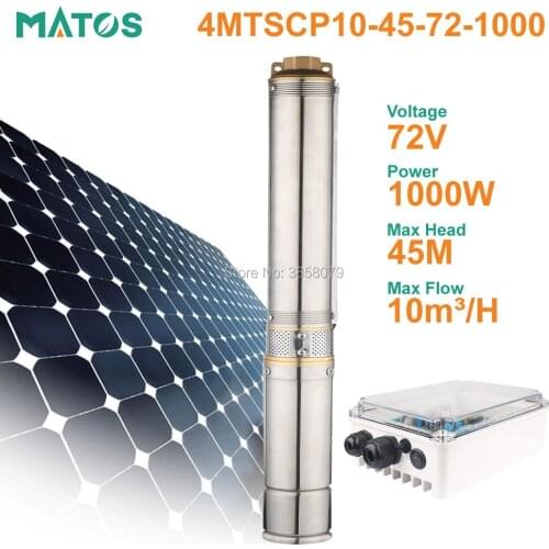 Stainless steel 72v dc brushless deep well centrifugal solar submersible irrigation water pump machine with plastic impeller