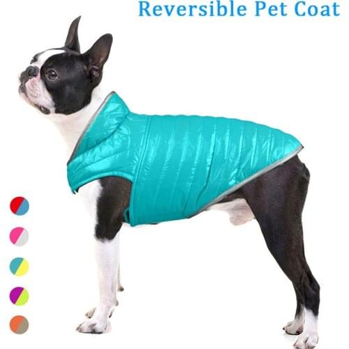 Pet Clothes Reflective Dog Clothes for Small Medium Dogs Light Down Reversible Cotton-Padded Puppy Clothes Taffta Pets Clothes