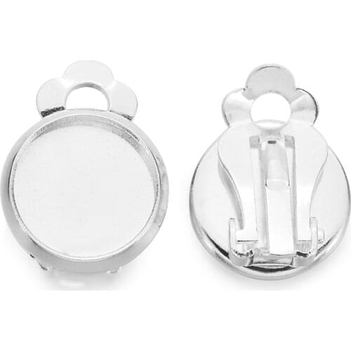 10Pcs Copper Earrings Setting Clip Earrings Base For DIY Fine Findings Cabochon Base Fit 10mm 12mm 14mm 16mm Glass