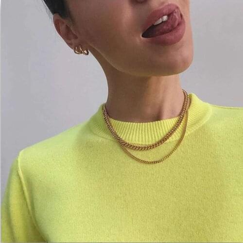 Timeless Wonder Titanium Pave Curved Chains Choker Necklace Women Stainless Steel Jewelry Boho Designer Top Ins Trendy New 7172