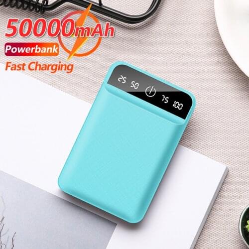 50000mAh Mini Power Bank with Digital Display Dual USB Port Portable External Battery Travel Charger for Iphone Xiaomi Samsung