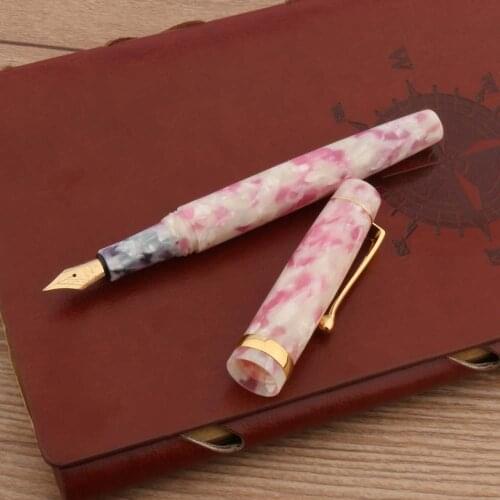 Luxury Brand 1200 Acrylic Fountain Pen Golden Spin Color Sakura Pink Business Office School Supplies Ink Pens