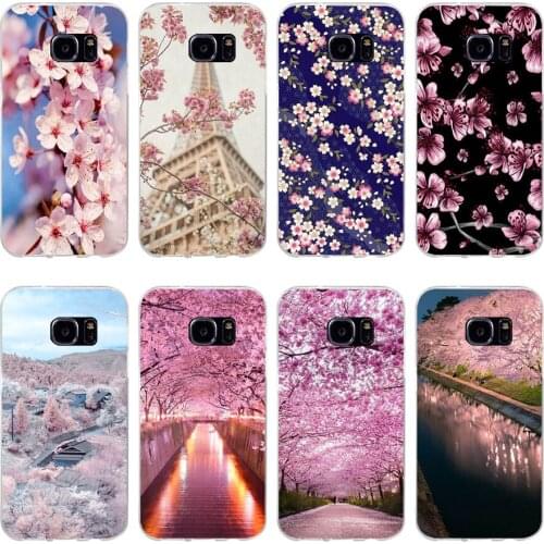 17H cherry blossom Soft TPU Silicone Cover Case for samsung Galaxy s6 s6 s7 edge s8 s9 plus case