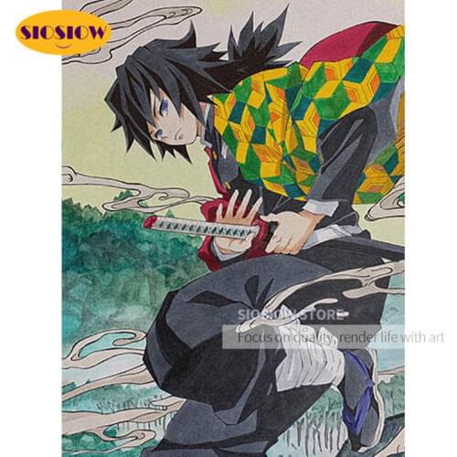Tomioka Giyuu Diy Diamond Painting Demon Slayer Kimetsu No Yaiba Anime Role 5D Cross Stitch Home Decor Embroidery Pictures Gift
