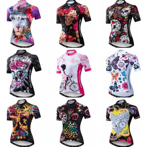 Weimostar Cycling Jersey Maillot MTB Bike Shirt Short Sleeve 2021 Summer Bicicleta Woman Cyclist Ropa Mujer Ciclismo Skull