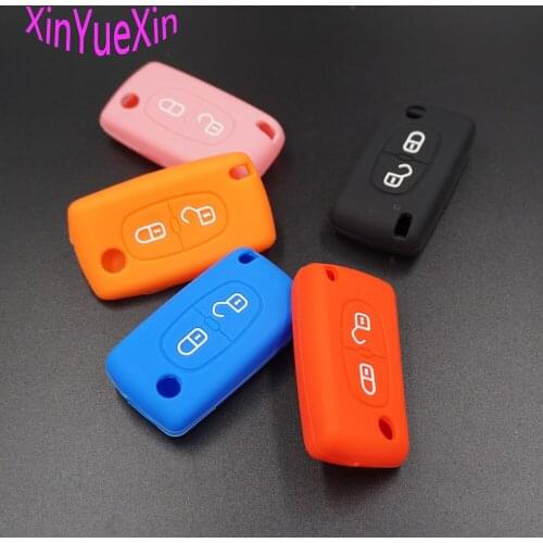 Xinyuexin Silicone Car Key Cover FOB Case For For Citroen C4 AIRCORSS C5 C3 C1 C2 C4L C6 C8 Flip Remote Car Key Case Car-Styling