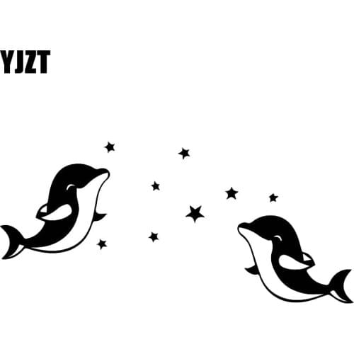 YJZT 8CM*17.5CM Stylish Beautiful Family Car Decoration Dolphin Decal Vinyl Sticker Black/Silver C30-0117