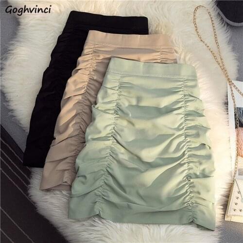 Skirts Women Stylish Design Folds Solid Summer A-line All-match Jupe Sexy Slim Casual Party Vintage Ulzzang Streetwear Elegant