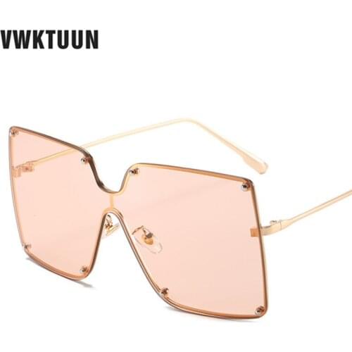 VWKTUUN Rimless Sunglasses Women Intergrated Oversized Square Shades UV400 Big Glasses Colorful Oversized Sunglasses For Women