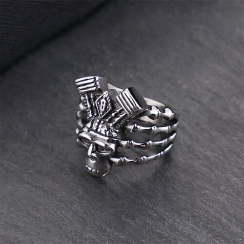 Goat skull ring stainless steel punk style ring European and American ring skull ring