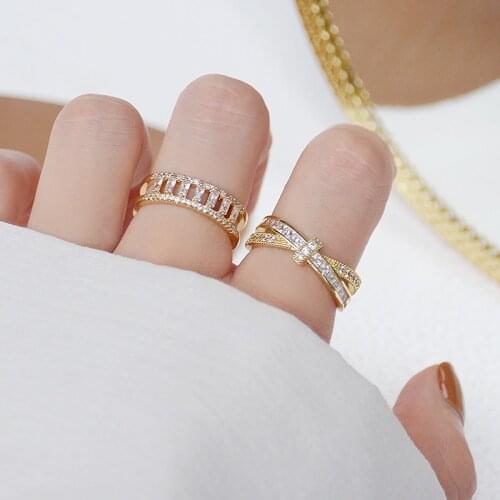 Luxurious Super Shine AAA Top CZ Open Design Ring for Women Cubic Bling Zirconia Feminia Bague Wedding Jewelry Pendant Gfit