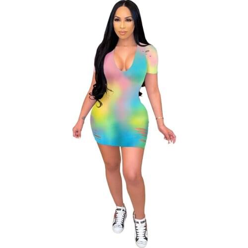S-XXL Women Summer Hot Short Sleeve Round neck High Waist Print Mini Sun Dress