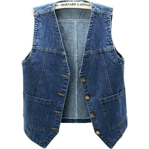 New Spring Autumn All-Match Cowboy Vest Female External Wear Short Sleeveless Coat Waistcoat Summer Outside Studen Vest Tide
