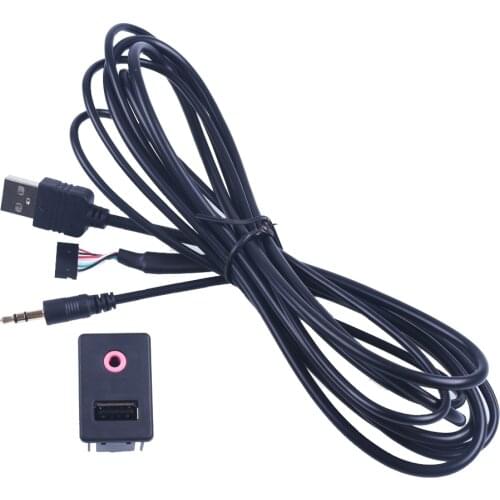 2017 Pro Car 3.5mm USB AUX Headphone Male Jack Flush Mount Mounting Adapter Panel Input