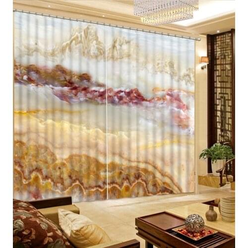 3D Curtain Fashion Customized Curtain Color Marble Pattern Lines Curtains For Bedroom Blackout Shade Window Curtains