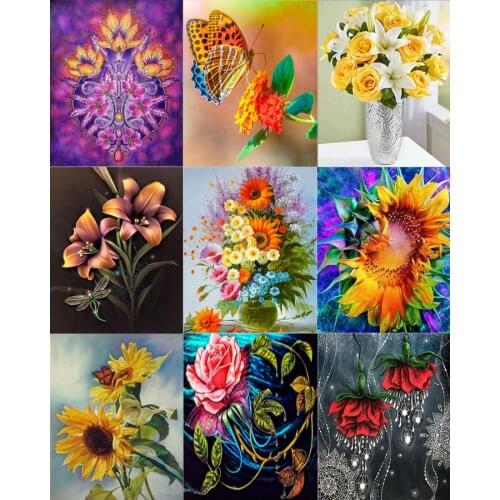 5D diamante pintura redondo diamante florero bordado mosaico decoración del hogar patrón artesanías