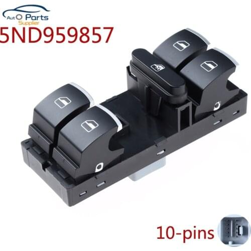 5ND959857 For VW Touran Tiguan Passat B6 B7 Golf Mk5 MK6 Jetta III AMAROK Driver Side Master Window Controller Switch Chrome