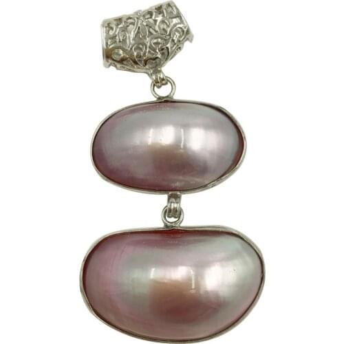 Free Shipping Women Fashion Jewelry Beautiful Pink Mother of pearl Shell Oval Pendant Bead C8325