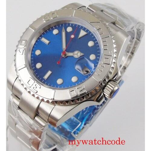 Bliger Blue Sterile Watch Dial Automatic Men Wristwatch NH35 Miyota 8215 Movement Sapphire Crystal Date Indicator