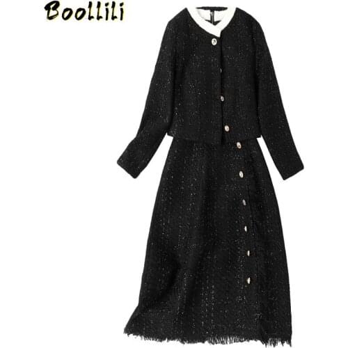 Boollili Spring Summer Dress Women Clothes 2020 Two Piece Set Korean Elegant Black Office Dress Womens Dresses High Quality