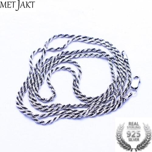 MetJakt Classic 1.3mm 925 Sterling Silver Link Chain Necklaces Fit Pendant Charm for Women Men S925 Jewelry Gift