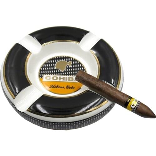COHIBA Ceramic Cigar Ashtray Large Size 4 Finger Cigars Holder Table Cigar Cigarette Portable Ashtray 3 Colors