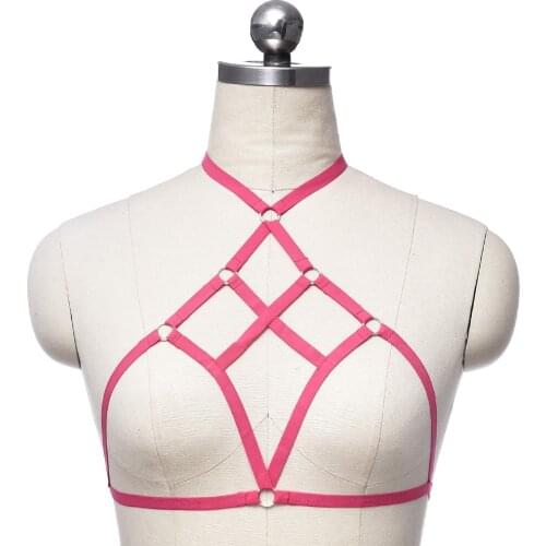 Colour Body Harness Belt Hollow Adjustable Gothic Body Cage Women Soft Elastic Lingerie Bra Bondage Crop Top Harness