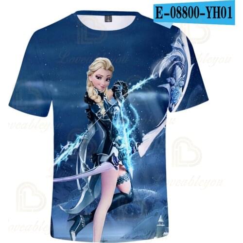 Children T-Shirts Cartoon Disney Anna Elsa Colorful Bright Clothing Boy Girl Cotton Princess Short Sleeve Top Tee