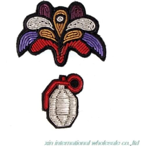 Smoke grenades fry flowering badge Metal silk handmade embroidery badges Distinctive clothes bigbang