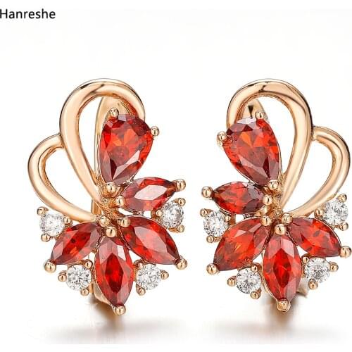 Hanreshe Noble And Generous Natural Zircon Flower Earrings Jewelry Fashion High Quality Ladies Earrings Wedding Birthday Gift