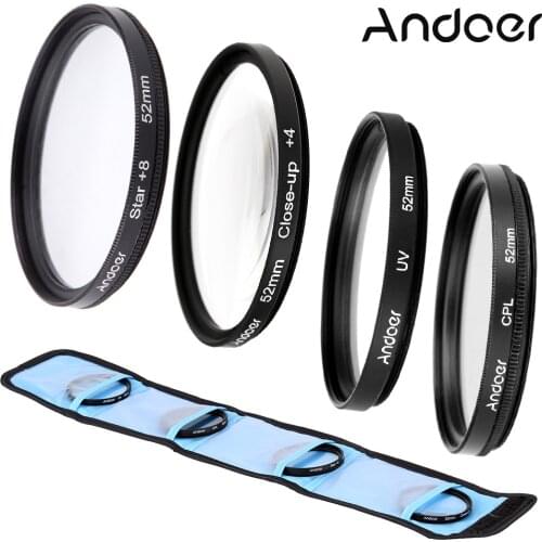 Andoer 52mm UV+CPL+Close-Up+4+Star 8-Point Filter Circular Filter Kit Circular Polarizer Filter for Nikon Canon Pentax Sony DSLR