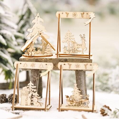 Creative Wooden Diy Swing Ornaments Christmas Ornaments Creative Old Man Tree Ornaments Xtmas Decoration Festival Supplies