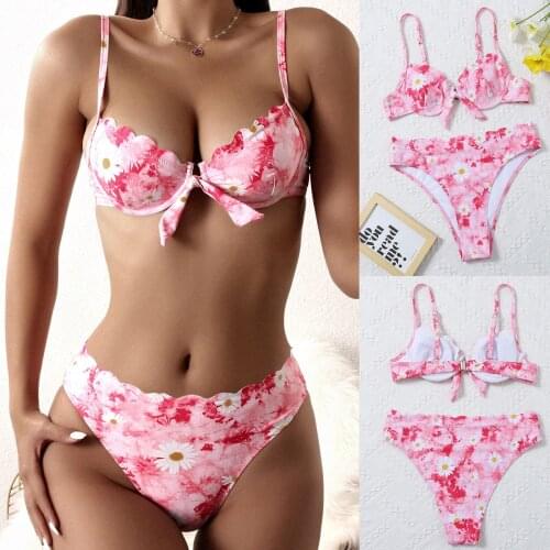 Sagace swimsuit seaside holiday womens new fashion bra sexy split print backless Bikini Swimsuit bañadores mujer 2021