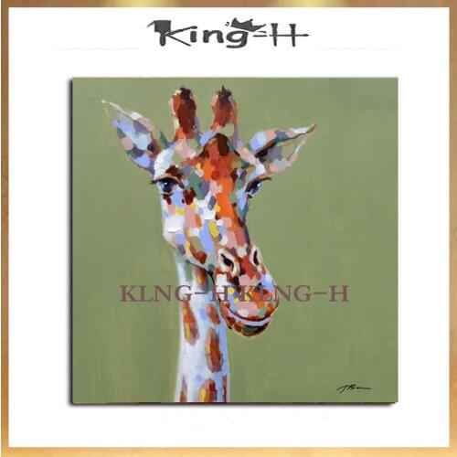 Decorative Deer Head Wall Decor Canvas Oil Painting Picture Wall Art Hand-painted Animal Paintings Artwork For Children Gift