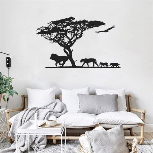 Mother Elephant Tree Wall Sticker Africa Savannah Animal Zoo Wall Decal For Nursery Kids Jungle Kid Room Vinyl dw11394