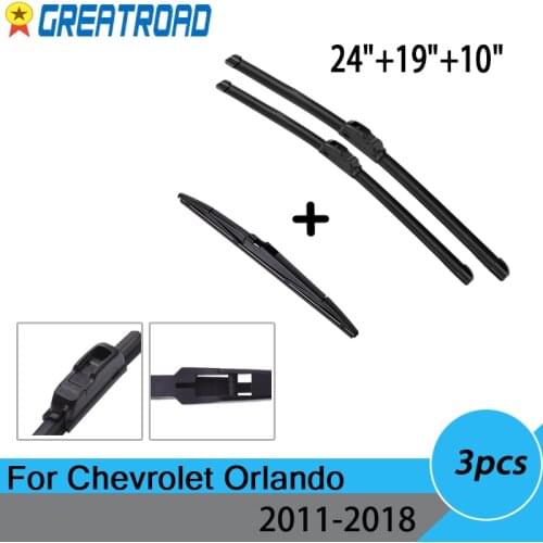 Wiper Front Rear Wiper Blades Set Kit For Chevrolet Orlando 2011 - 2018 2017 2016 2015 2014 2013 Windshield Windscreen 24"19"10"
