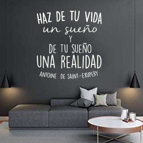 Sticker Spanish Quotes Make Life A Dream Vinyl Carving Removable Wall Decals Living Room Artist Home Decoration Painting DW0985
